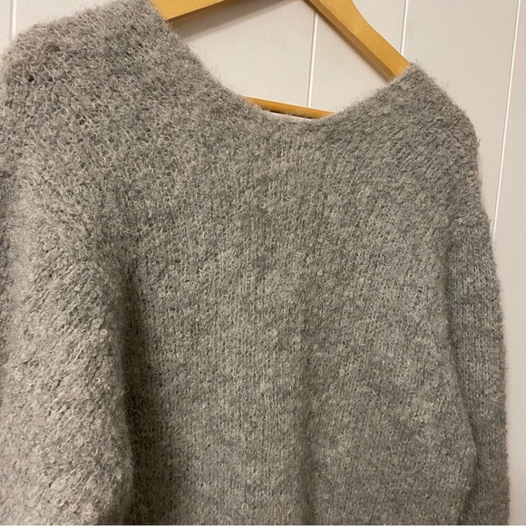 Lauren Manoogian Alpaca Hand Knit V Neck Sweater Grey Loomed Peru Slouchy Boxy - Picture 11 of 16